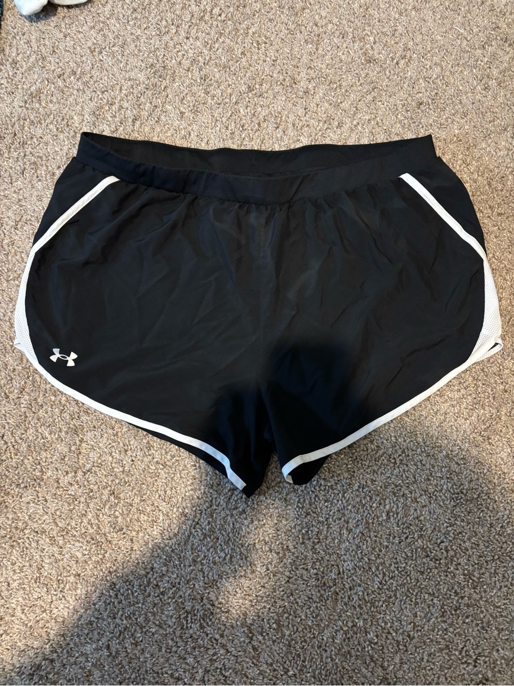 Under Armour Black Athletic Shorts with White Trim
